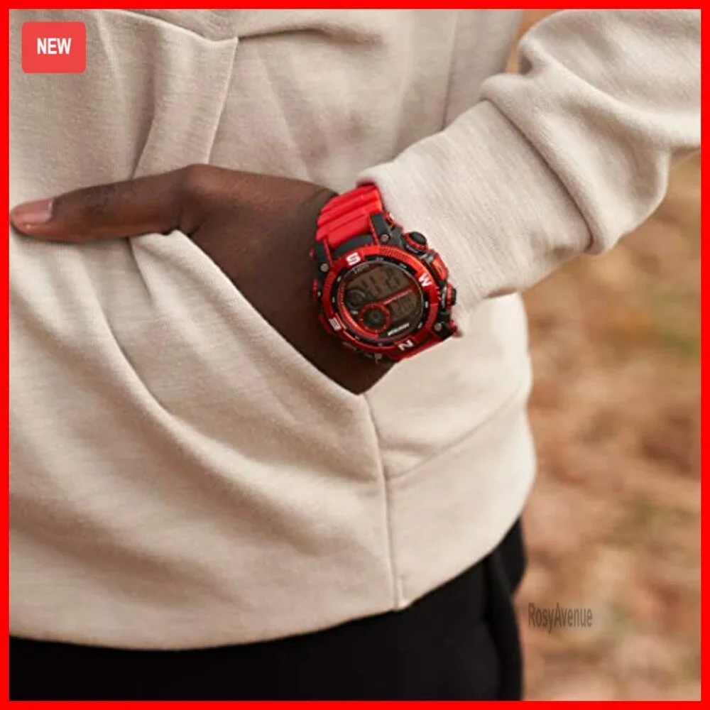 Sport Digital Chronograph Watch with Resin Strap, Water Resistant 330 Feet